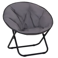 Outsunny Loveuse Fauteuil Rond de Jardin Fauteuil Lune papasan Pliable Grand Confort 80L x 80l x 75H cm Grand Coussin fourni Oxford Gris(m-1)