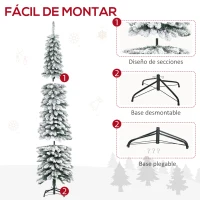 HOMCOM Árbol de Navidad Artificial 210 cm con Efecto Nevado con 490 Ramas Decoración Navideña para Interiores Verde(m-5)