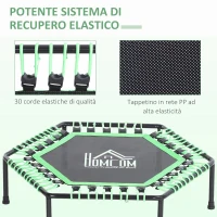 HOMCOM Trampolino Elastico 106cm per Adulti e Bambini in Acciaio - Per Interni, Esterni, Casa, Palestra - Carico: 100Kg(m-5)