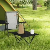 Outsunny Folding Camping Table, Lightweight Metal Picnic Table with Carry Bag, Foldable Table for Outdoor Camping, Picnic, Hiking, BBQ, Fishing, Black(m-10)