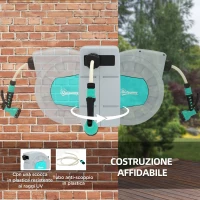 Outsunny Avvolgitubo Automatico a Parete e Portatile Lunghezza 25+2 m, Sistema di Blocco e 7 Getti, Grigio(m-5)