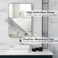 HOMCOM 90 x 60cm Curved Bathroom Mirror - Black(m-6)