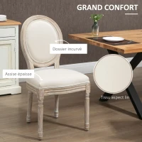 HOMCOM Lot de 4 chaises de Salle à Manger - Chaise de Salon médaillon Style Louis XVI - Bois Massif sculpté, patiné(m-5)