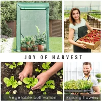 Outsunny Outdoor PE Greenhouse Steel Frame Plant Cover with Zipper 100L x 50W x 150HCM - Green(m-5)
