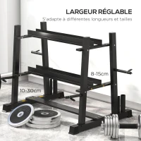 SPORTNOW Support d'haltères multifonction rack de rangement pour haltères, kettlebells, plaques de poids et barres d'haltères(m-5)