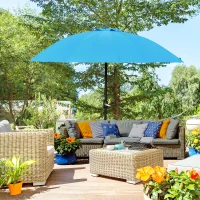 Outsunny 2.5m Shanghai Garden Parasol Umbrella with Crank & Tilt, Adjustable Outdoor Sun Shade, Blue(m-2)