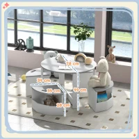 AIYAPLAY Set con Tavolo per Bambini e 4 Sgabelli Salvaspazio con Vano Contenitore in Legno, Grigio(m-3)