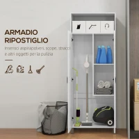 HOMCOM Mobile Multiuso con Ripiano Aperto, 2 Ante e Ripiani Regolabili, 70x35x188cm, Bianco(m-5)