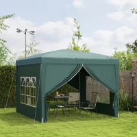 Outsunny 3 x 3m Pop Up Gazebo, Wedding Party Canopy Tent Marquee with Carry Bag and Windows, Green(m-11)