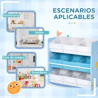 ZONEKIZ Organizador de Juguetes con 9 Cajas de Tela no Tejida Extraíbles para Dormitorio Guardería 63x30x60 cm Azul(m-7)