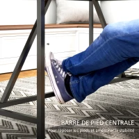 HOMCOM Table à manger pour 6 personne, meuble polyvalent, plateau aspect bois et pieds en acier noir avec patins réglables(m-5)
