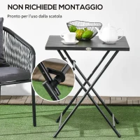 Outsunny Tavolino da Esterni Pieghevole in Acciaio con Piedini Antiscivolo, 60x60x71 cm, Nero(m-7)