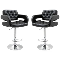 Set of 2 PU Leather Upholstered Swivel Bar Stool, Height Adjustable Barstool with Back, Armrest, Footrest for Kitchen(m-11)