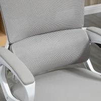 Vinsetto Fauteuil de bureau dossier réglable repose-pied appui-tête réglable soutien lombaire tissu en maille blanc et gris(m-10)