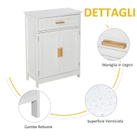 kleankin Mobiletto per Bagno o Camera da Letto in MDF Bianco Impermeabile con Cassetto e Armadietto, 59 x 29 x 80cm(m-4)