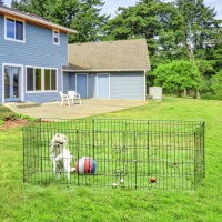 PawHut Recinto per Cani da Esterno, Box Gabbia per Cani Gatti Cuccioli Roditori Recinzione Rete 8 Pezzi 61 x 61cm Nero(m-8)