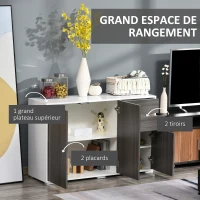HOMCOM Buffet meuble de rangement 2 tiroirs coulissants 3 portes étagère réglable panneaux de particules 117 x 36 x 74 cm gris(m-5)
