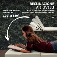 Outsunny Set 2 Lettini Prendisole con Cuscini Imbottiti e Tavolino in Rattan PE, Marrone e Beige(m-6)