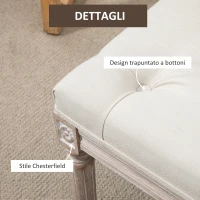 HOMCOM Panca Fondo Letto Imbottita con Rivestimento Effetto Lino e Gambe in Legno, 80x40x41cm, Beige(m-6)