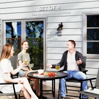 Outsunny Set of Four Folding Rattan Seat Chairs - Grey(m-4)