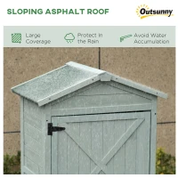 Outsunny Wooden Garden Shed, Outdoor Storage Cabinet with 2 Shelves and Hooks, Locking Organiser Outdoor Narrow Tool House, 74x55x155cm, Green(m-5)