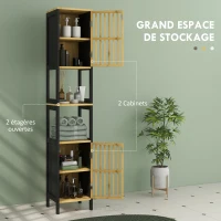 HOMCOM Meuble Colonne Rangement Salle de Bain bicolore dim. 30L x 32l x 172H cm 2 placards avec étagère réglable + 2 niches(m-4)