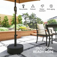 Outsunny Round Garden Parasol Base, Garden Umbrella Stand Heavy Duty Parasol Base, Filled Up to 20kg with Stand or 18kg with Water for 38, 48 mm Poles, Black(m-6)