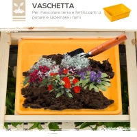Outsunny Banco da Lavoro per Giardinaggio in Legno Naturale con Vaschetta Integrata, Mensole e Ganci 100x40x140cm(m-6)