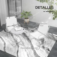 Outsunny Conjunto de Muebles de Jardín de 3 Piezas con Marco de Acero Reposabrazos y Almohadillas Ajustables para los Pies Blanco(m-7)