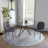 HOMCOM Velvet Dining Chairs Set of 2, 2 Piece Dining Room Chairs with Backrest, Padded Seat and Steel Legs, Dark Grey(m-2)