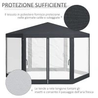 Outsunny Gazebo da Giardino Esagonale con Doppio Ingresso, in Metallo e Poliestere, 3.94x3.94x2.5 m, Grigio(m-4)