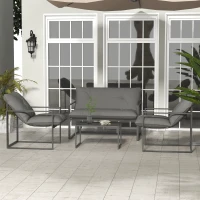 Outsunny Four-Piece Relaxed Back Garden Dining Set - Black/Grey(m-2)