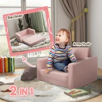 AIYAPLAY 2 in 1 Kids Armchair, Foldable Recliner for 1.5-3 Years Old, Pink(m-4)