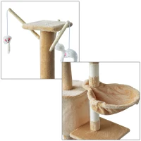 PawHut Arbre à chats multi-équipements griffoirs grattoirs plateformes niche échelle hamac jouets 50L x 35l x 131H cm beige(m-6)