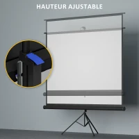 HOMCOM Écran de projection 100 pouces avec support trépied hauteur réglable, écran 4K HD 4:3, films en intérieur/à l'extérieur(m-5)