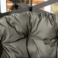 Outsunny 2 Seater Egg Chair Outdoor, Folding Weave Garden Furniture Chair with Cushion, Cup Pockets - Sand Brown(m-8)