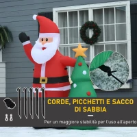 HOMCOM Babbo Natale Gonfiabile 150cm con Albero, Decorazione Natalizia per Esterno con Luci a LED, in Poliestere Impermeabile IP44(m-7)