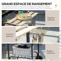 Outsunny Barbecue à charbon BBQ avec 2 roues, ustensiles, couvercle et étagères dim. 113L x 62l x 97H cm - métal émaillé noir(m-5)