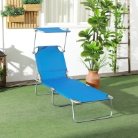 Outsunny Sun Lounger, with Adjustable Face Canopy - Bright Blue(m-2)