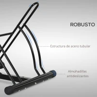 HOMCOM Soporte para Aparcar 2 Bicicletas, Aparcamiento Estacionamiento para Bicis, Inferir 65mm de Ancho, Fácil de Montar, Almohadilla Antideslizante, Interior y Exterior, 60x54x57 cm, Negro(m-5)