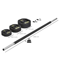 HOMCOM Set di Manubri Regolabili con Pesi 20KG, Set Bilanciere e Dischi in Acciaio e TPU con Clip a Molla, Nero(m-3)