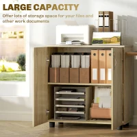 Vinsetto Two-Tier Locking Office Storage Cabinet - Oak(m-4)