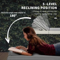 Outsunny 3-piece PE Rattan Sun Lounger Set with Adjustable 5-Position Recliner, Patio Chaise Lounge Chair Set with Cushions, Headrests, Glass Top Square Coffee Table, Light Grey(m-6)