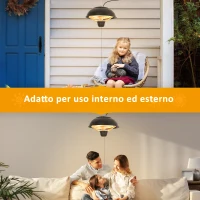 Outsunny Riscaldatore a Infrarossi con Illuminazione a LED in Alluminio e Metallo Epossidico Anticorrosivo Certificato IP34: Protezione contro gli Spruzzi d'Acqua 1500W Ø40.5 x 30.7A cm(m-6)
