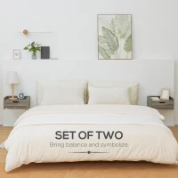 HOMCOM Floating Nightstand Set of 2 Wall Mounted Bedside Table with Storage Drawer for Bedroom, Grey(m-4)