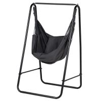 Outsunny Hammock Chair with Stand, Hammock Swing Chair with Cushion, Dark Grey(m-11)