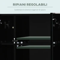 kleankin Armadietto con Specchio da Bagno a Parete in MDF con 3 Armadietti, 3 Ripiani e Luce LED, 90x15x65 cm, Nero(m-6)