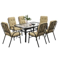 Outsunny Seven-Piece Garden Dining Set with Cushions - Beige(m-1)