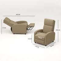 HOMCOM Fauteuil relax fauteuil inclinable salon fauteuil de relaxation - dossier réglable jusqu'à 160° repose-pieds intégré(m-3)