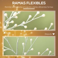 HOMCOM Árbol Sintético con 120 Luces LED IP44 con Brillo Ajustable Decoración para Interiores 20x20x150 cm Blanco(m-6)